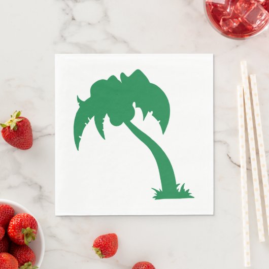 Serviette En Papier Palmier Tropical Silhouette Green Island Beach (En situation)