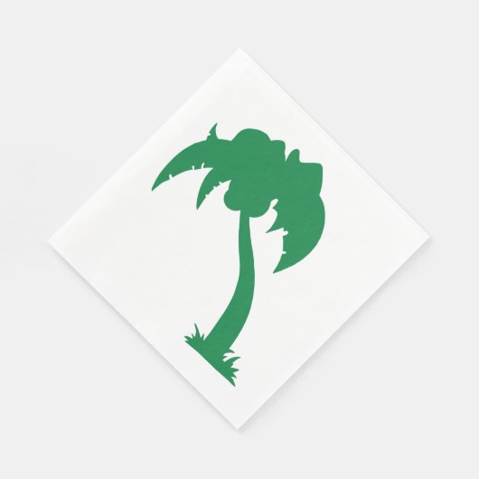 Serviette En Papier Palmier Tropical Silhouette Green Island Beach (Coin)
