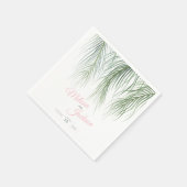 Serviette En Papier Palmier tropicale mariage vert foncé blanc (Coin)