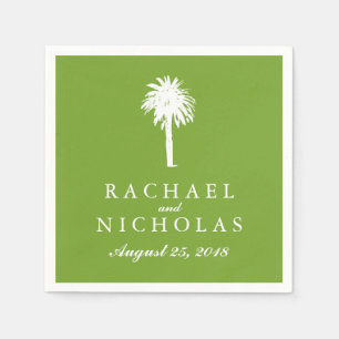 Serviette En Papier Palmier Vert Citron Tropiques   Mariage