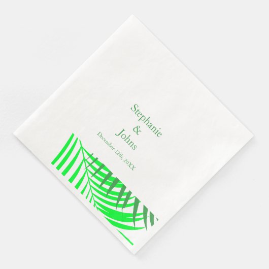 Serviette En Papier Palmier Vert Feuille Feuilles Mariage élégant (Coin)