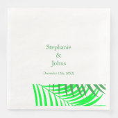 Serviette En Papier Palmier Vert Feuille Feuilles Mariage élégant (Devant)