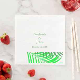 Serviette En Papier Palmier Vert Feuille Feuilles Mariage élégant