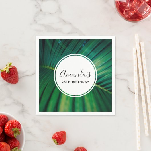 Serviette En Papier Palmier vert Frond Nature tropicale Anniversaire (En situation)