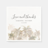 Serviette En Papier Palmiers Aquarelle Mariage côtier (Devant)