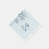 Serviette En Papier Palmiers bleu Dusty & Ampersand Beach Wedding (Coin)