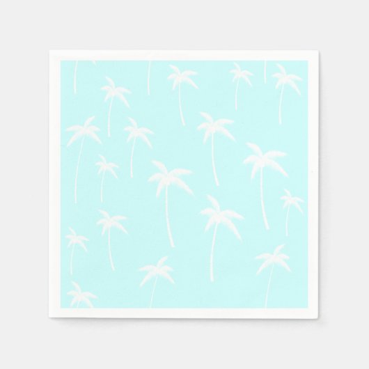 Serviette En Papier Palmiers bleus et blancs (Devant)
