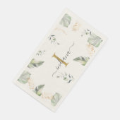 Serviette En Papier Palmiers botaniques Monogramme Nom Feuilles Vert O (Coin)