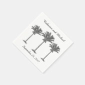 Serviette En Papier Palmiers de plage Mariage noir noir tropical (Coin)