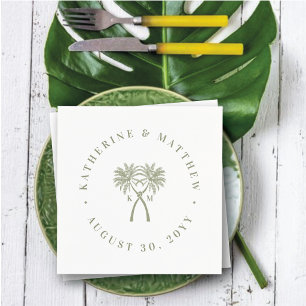 Serviette En Papier Palmiers Enlacés Mariage Tropical de Destination