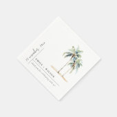 Serviette En Papier Palmiers minimaux Aquarelle Mariage tropical (Coin)