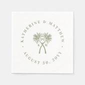 Serviette En Papier Palmiers noués Destination Tropicale Mariage (Devant)