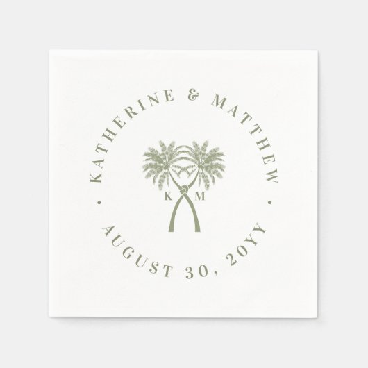 Serviette En Papier Palmiers noués Destination Tropicale Mariage (Devant)