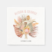 Serviette En Papier Palmiers séchés et pampas mariage rose pâle (Devant)