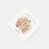 Serviette En Papier Palmiers séchés et pampas mariage rose pâle (Coin)