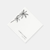 Serviette En Papier Palmiers tirés à la main Plage Destination Mariage (Coin)