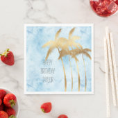 Serviette En Papier Palmiers Tropical Bleus (En situation)