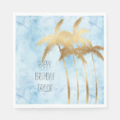 Serviette En Papier Palmiers Tropical Bleus (Devant)