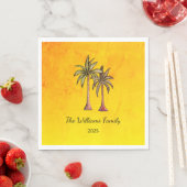 Serviette En Papier Palmiers Tropical Summer Swim Pool Party Gold (En situation)
