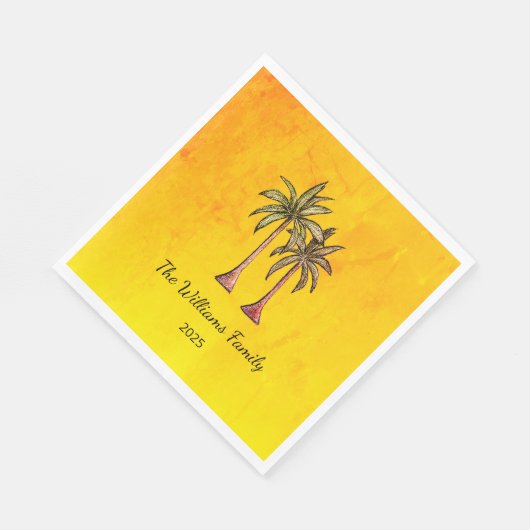 Serviette En Papier Palmiers Tropical Summer Swim Pool Party Gold (Coin)