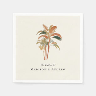 Serviette En Papier Palmiers tropicaux Aquarelle Pastel Boho Mariage