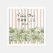 Serviette En Papier Palmiers tropicaux Beige Stripes Maison de plage (Devant)