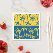 Serviette En Papier Palmiers tropicaux Bleu Jaune Personnalisé (En situation)