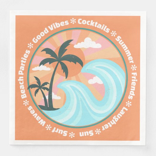 Serviette En Papier Palmiers tropicaux Hawaiian Island Good Vibes (Devant)