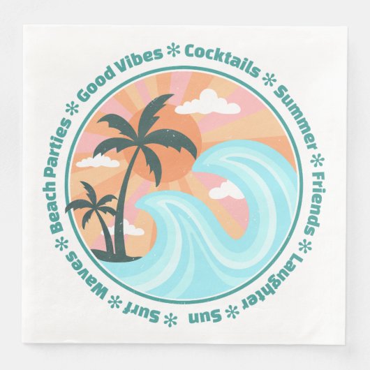 Serviette En Papier Palmiers tropicaux Hawaiian Island Good Vibes (Devant)