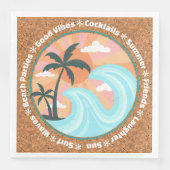 Serviette En Papier Palmiers Tropicaux Hawaiiens Sur Faux Cork (Devant)