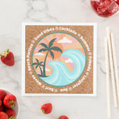 Serviette En Papier Palmiers Tropicaux Hawaiiens Sur Faux Cork (En situation)