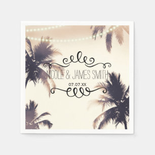 Serviette En Papier Palmiers Tropicaux & Lumières Crème Rêve