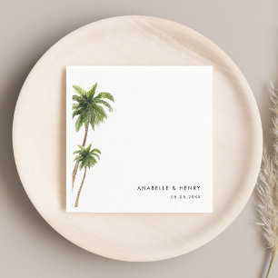 Serviette En Papier Palmiers tropicaux Mariage minimaliste exotique