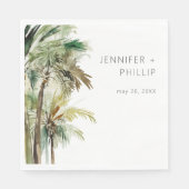 Serviette En Papier Palmiers tropicaux Mariage moderne (Devant)