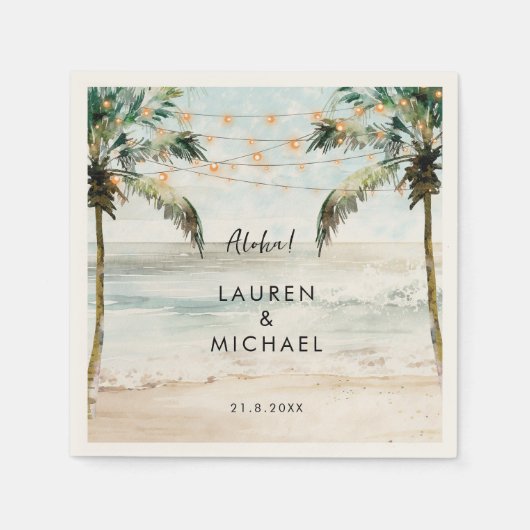 Serviette En Papier palmiers tropicaux mariages serviettes (Devant)