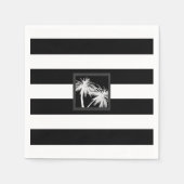 Serviette En Papier Palmiers tropicaux noirs et blancs Mariage moderne (Devant)