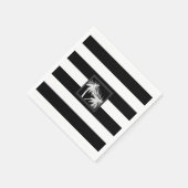 Serviette En Papier Palmiers tropicaux noirs et blancs Mariage moderne (Coin)