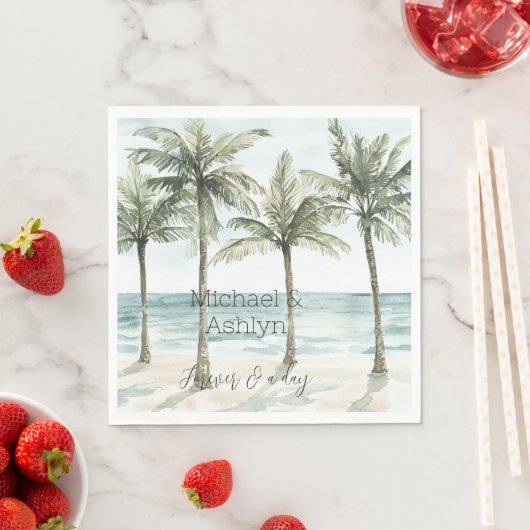 Serviette En Papier Palmiers tropicaux Ocean Beach Mariage (En situation)