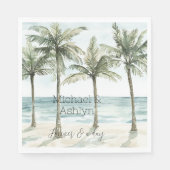 Serviette En Papier Palmiers tropicaux Ocean Beach Mariage (Devant)