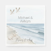 Serviette En Papier Palmiers tropicaux Ocean Beach Mariage (Devant)