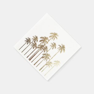 Serviette En Papier Palmiers tropicaux or glamour sur blanc