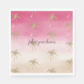Serviette En Papier Palmiers tropicaux Peach Or Pink Ombre (Devant)