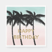 Serviette En Papier Palmiers tropicaux Pink Mint Anniversaire (Devant)