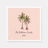 Serviette En Papier Palmiers tropicaux Summer Pool Party Blush Rose (Devant)
