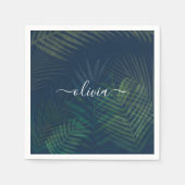 Serviette En Papier Palmiers vert foncé motif feuille (Devant)