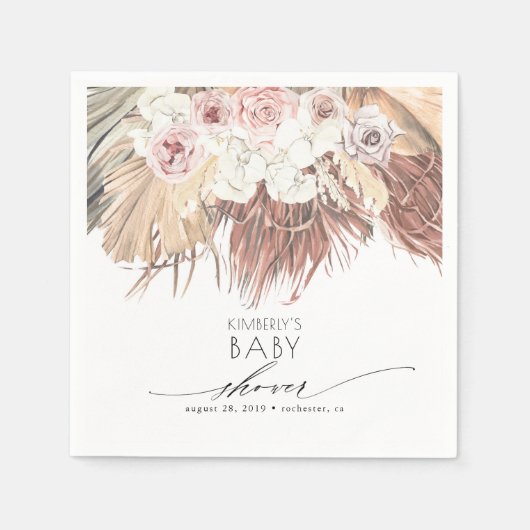Serviette En Papier Palms Baby shower/Fête des mariées Boho Tropical (Devant)