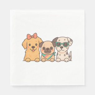 Serviette En Papier Pals de chiots - Trio de chiens mignons en style p