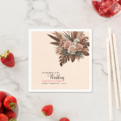 Serviette En Papier Pampas à fleurs vintage mariage (En situation)