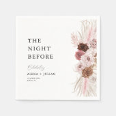 Serviette En Papier Pampas aquarelle herbe rose pâle nuit avant (Devant)