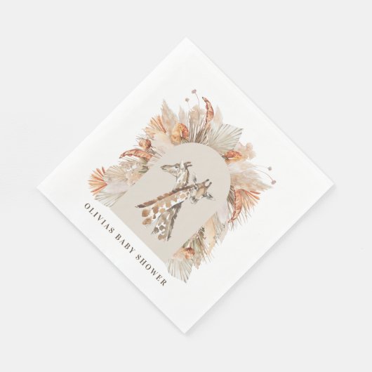 Serviette En Papier Pampas botanique herbe girafe moderne safari chic (Coin)